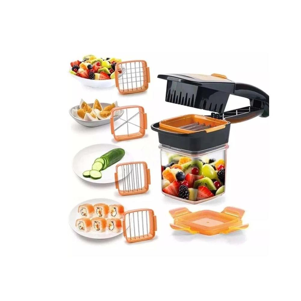 Picador Multifuncional de Frutas y Verduras Negro y Naranja para Preparacion Y Regalo Sticker