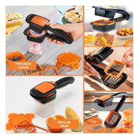 Picador Multifuncional de Frutas y Verduras Negro y Naranja para Uso Diario Y Ligas Regalo