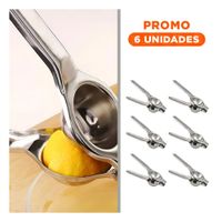 Pack6 Prensa de Limon en Cocina Casera 21 cm x 6 cm Metal en Color Plateado YRegalo Sticker