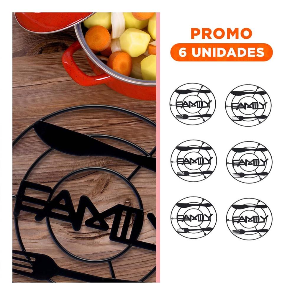 Pack6 Soporte Ollas con Estructura Metal Negro para Uso Diario en Hogar YRegalo Sticker