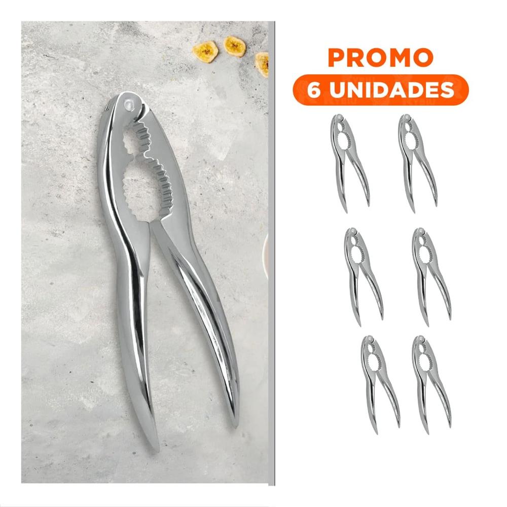 Pack6 Rompenueces Ergonomico Plateado con Pinza de Acero Inoxidable YRegalo Sticker