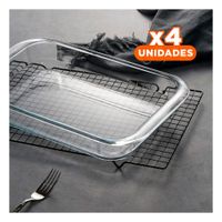 Pack4 Complemento rectangular de vidrio 40x24x72 cm transparente para mesa Y Regalo Sticker