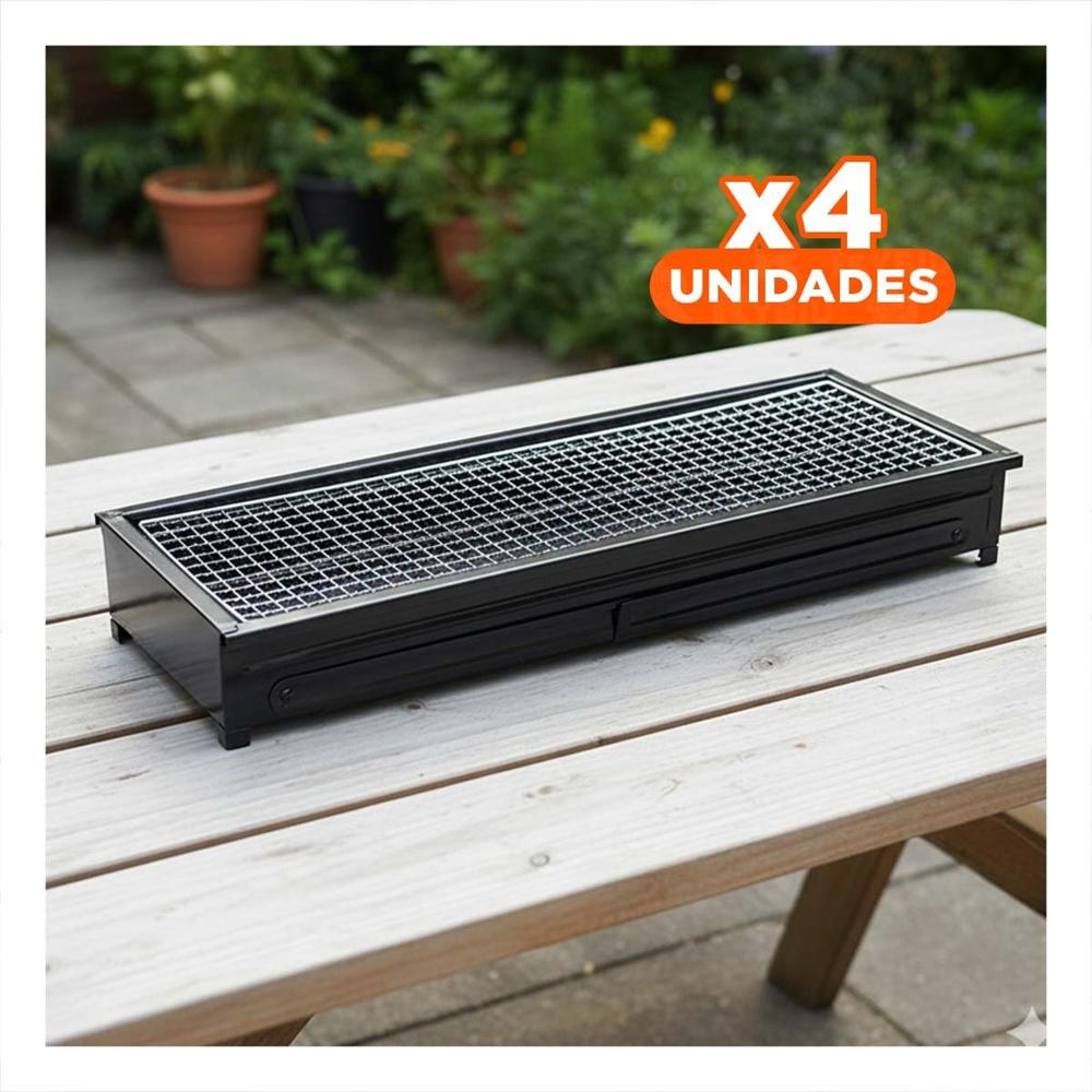Pack4 Grill portatil 60x22x31 5 cm negro compacto para cocina y jardin Y Regalo Sticker