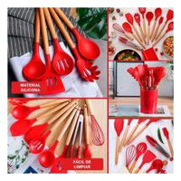 Set de Utensilios Color Rojo en Silicona con 12 Piezas para Cocina Familiar YLigas Regalo