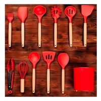 Set 12 Piezas de Utensilios en Silicona Color Rojo para Cocina Moderna y Funcional