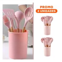 Pack2 Conjunto Domestico 12 Piezas Fabricado en Silicona Color Rosado YRegalo Sticker