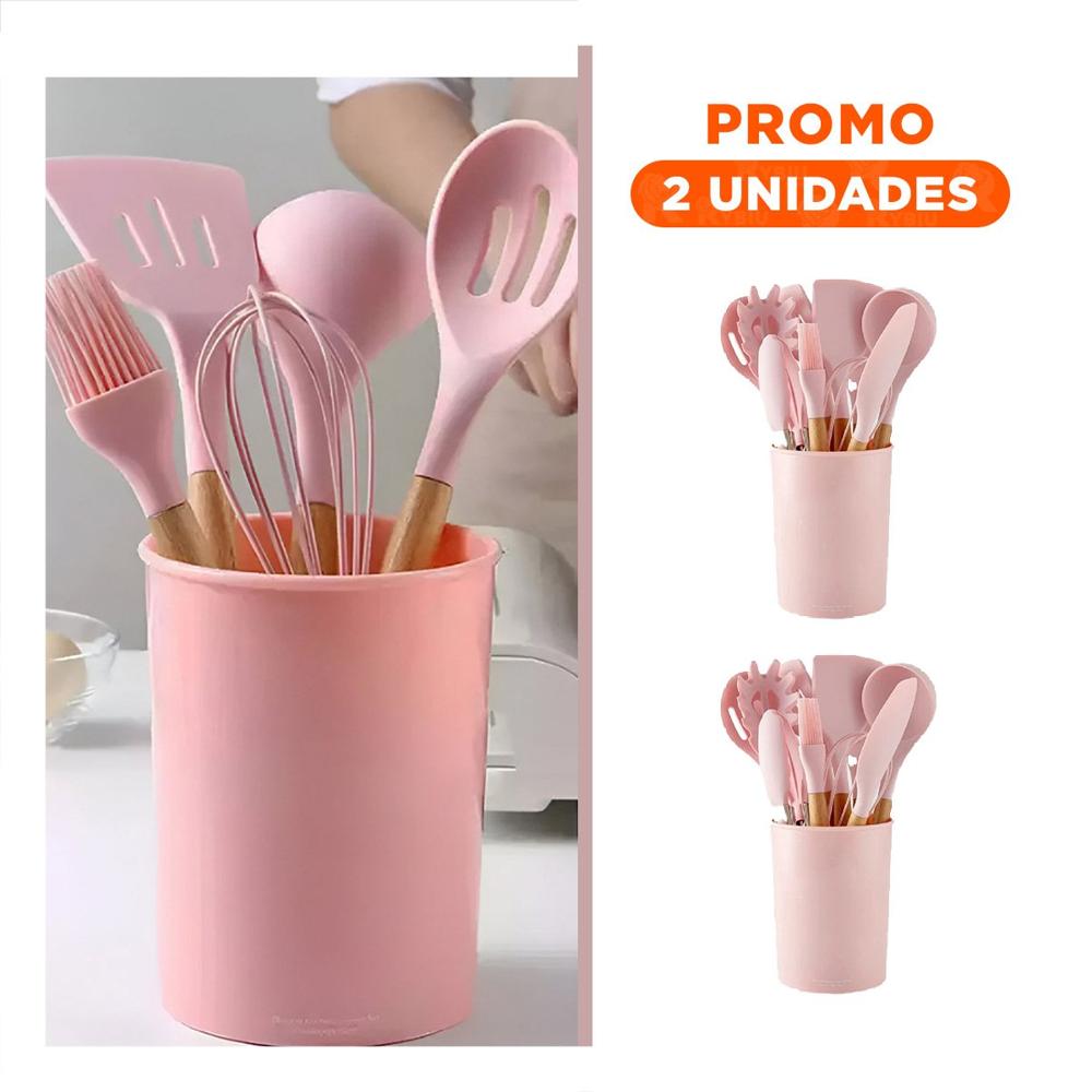 Pack2 Conjunto Domestico 12 Piezas Fabricado en Silicona Color Rosado YRegalo Sticker