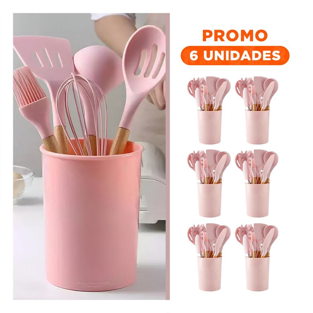 Pack6 Kit Completo Color Rosado con 12 Piezas Fabricadas en Silicona YRegalo Sticker