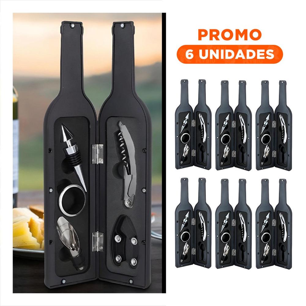 Pack6 Envases Saca Corchos Negro Para Cena Y Hogar Con Acabado Elegante Y Regalo Sticker