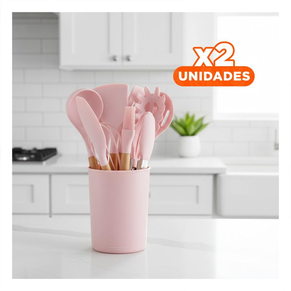Pack2 Coleccion Completa Color Rosado con 12 Piezas Fabricadas en Silicona YPapel Regalo