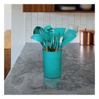 Set 12 Piezas de Utensilios en Silicona Color Verde para Cocina Moderna y Funcional