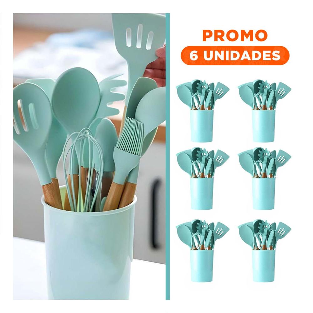 Pack6 Kit Completo Color Verde con 12 Piezas Fabricadas en Silicona YRegalo Sticker