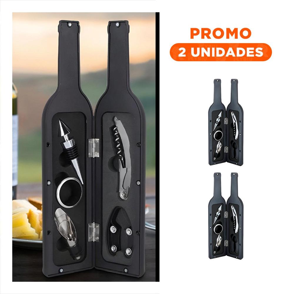 Pack2 Botellas Saca Corchos Negro Para Eventos Y Casa Con Decoracion Moderna Y Regalo Sticker