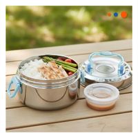 Taper Circular Cuadrado Plateado y Celeste de 1200ml en Acero para de Alimentos Y Papel Regalo