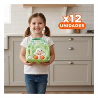 Pack12 Organizador Termico Kawaii Pato para Snacks Escolares Verde Y Papel Regalo