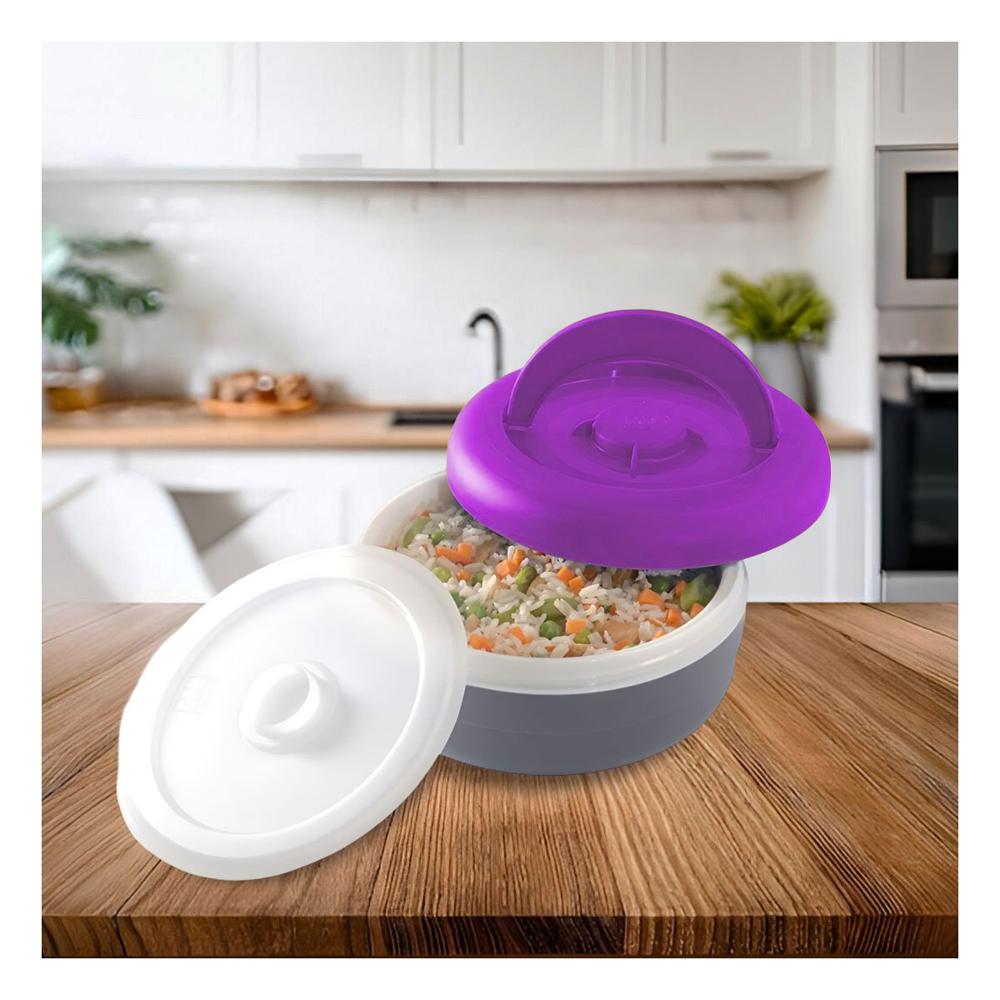 Contenedor Termico 1.25L Morado y Plomo para Transportar Preparaciones Y notas