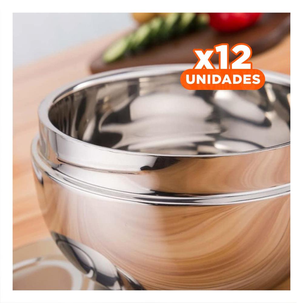 Pack12 Hermetico Termico Circular 1300ML de Acero Plateado para Cocina Y Papel Regalo