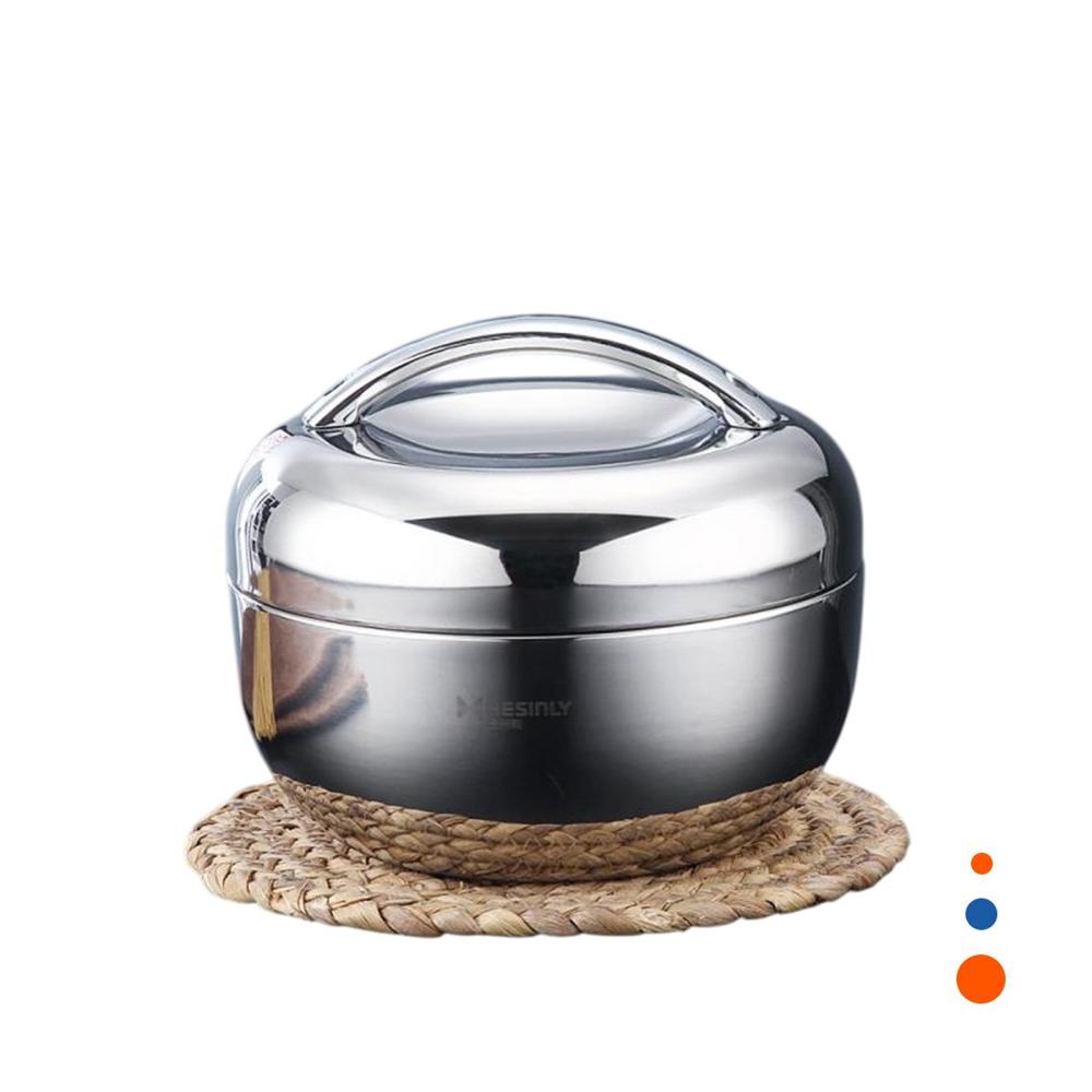 Contenedor Termico Circular 1300ML de Acero Plateado para Cocina Y Regalo Sticker