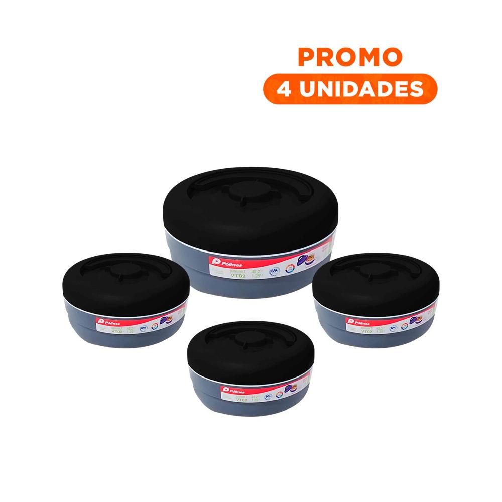 Pack4 Lonchera Termica Negro y Plomo 1.25L para Universidad u Oficina