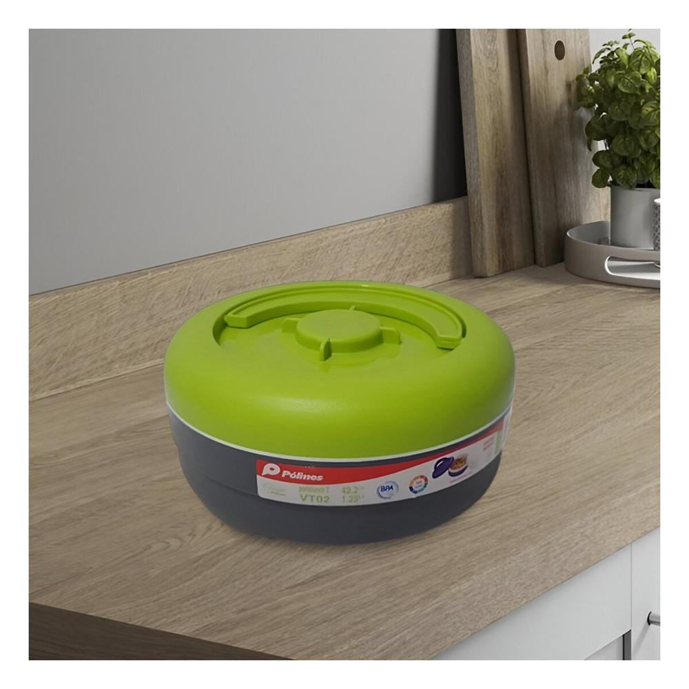 Recipiente Termico con Tapa Ajustada 1.25L Verde Claro y Plomo YPapel Regalo