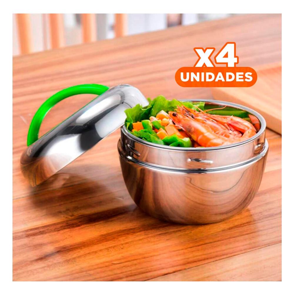 Pack4 Taper Circular 1L Acero Verde y Plateado Duradero y Elegante para Cocina YRegalo Sticker