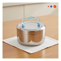 Taper Circular Cuadrado Plateado y Celeste de 800ml en Acero para de Alimentos Y Papel Regalo