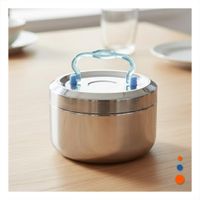 Taper Circular Cuadrado en Acero de 1200ml Plateado y Celeste para Uso Diario Y Notas