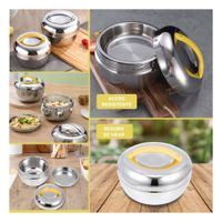 Taper Termo Amarillo y Plomo 1L Circular para Mantener Comidas Frescas YLigas Regalo