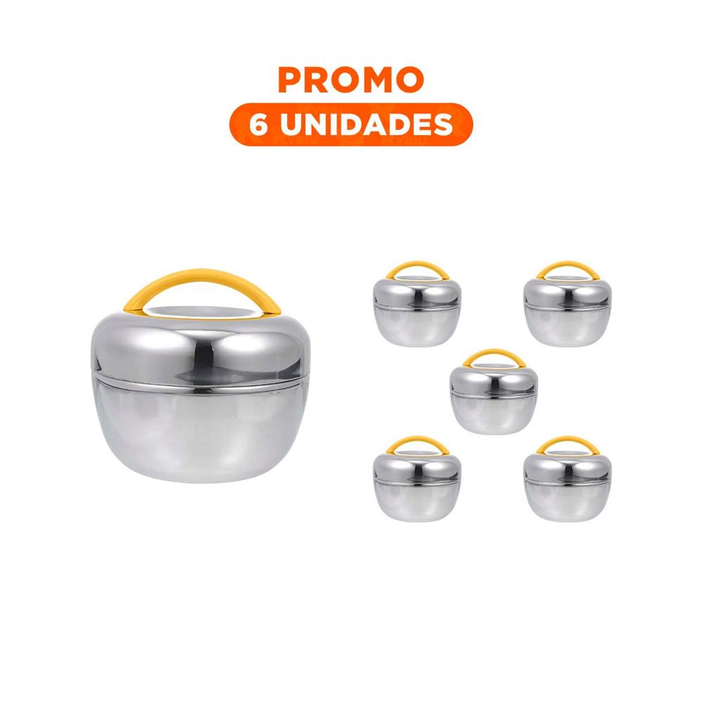 Pack6 Contenedor Termo Amarillo y Plomo 1L Facil de Transportar Comidas YRegalo Sticker