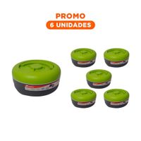 Pack6 Envase con Cierre Seguro para Transporte 1.25L Verde Claro y Plomo YRegalo Sticker