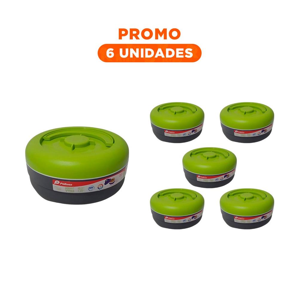 Pack6 Envase con Cierre Seguro para Transporte 1.25L Verde Claro y Plomo YRegalo Sticker