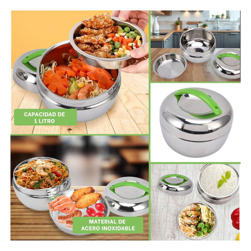 Vaso Circular 1L Acero Verde y Plateado Funcional para Cocina y Oficina YLigas Regalo