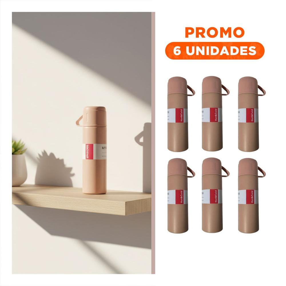 Pack6 Recipiente termico portatil con 2 tasas rosado practico para oficina YRegalo Sticker