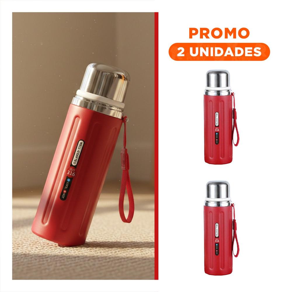 Pack2 Envase 800ml Rojo Resistente y Duradero para Llevar Bebidas YRegalo Sticker