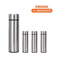 Pack4 Recipiente Digital 500 ml Plateado con Indicador y Filtro de Te