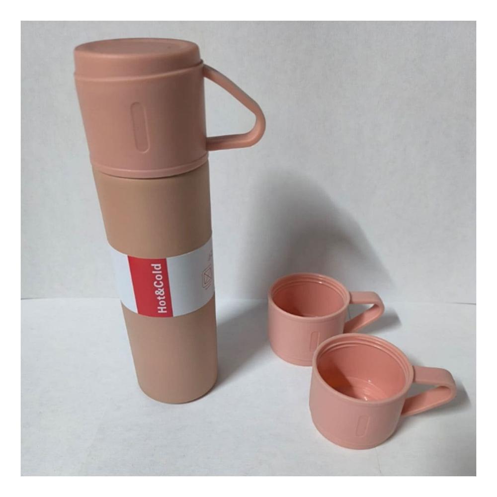 Termo individual con 2 tasas rosado moderno para hogar y viaje