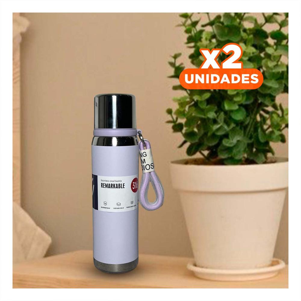 Pack2 Recipiente Térmico Lila 800ml con Tapa Hermética para Café Té y Jugos YPapel Regalo