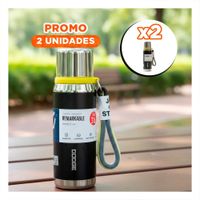 Pack2 Recipiente Térmico Negro 500ml para Oficina Hogar y Transporte de Bebidas