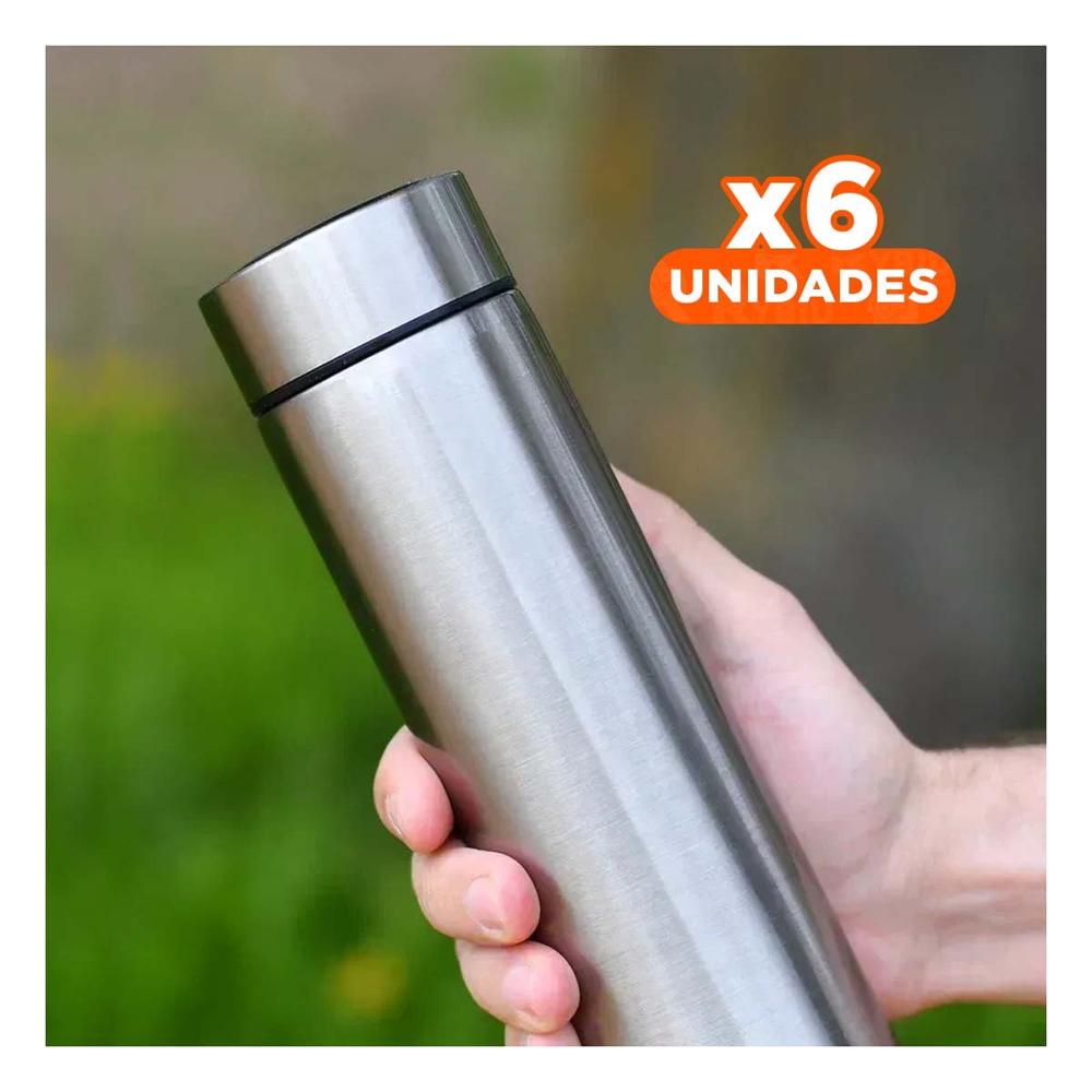 Pack6 Taza Compacta Digital 500 ml Plateado con Diseno Ergonomico YPapel Regalo