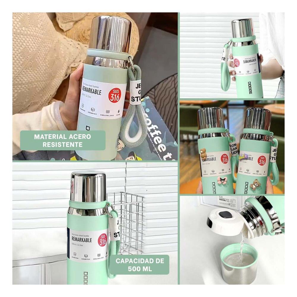 Termo Verde Agua 500ml con Tapa Segura para Café Té y Bebidas Frías YLigas Regalo