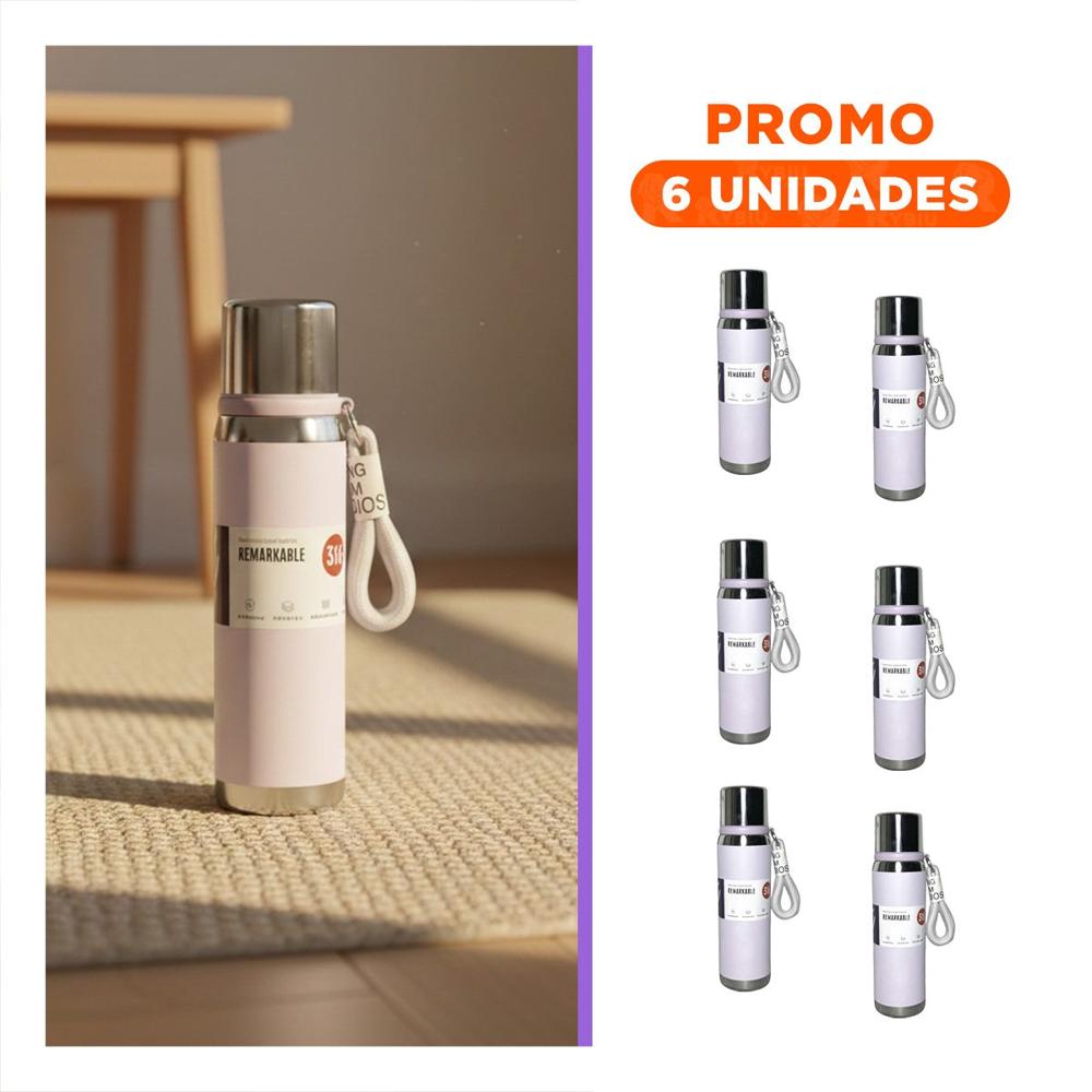 Pack6 Frasco Lila 800ml con Tapa Segura para Café Té y Bebidas Calientes YRegalo Sticker