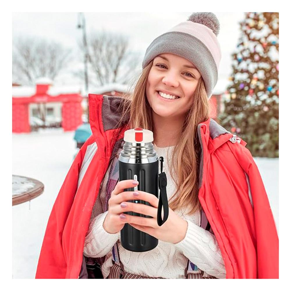 Termo 800ml Negro con Tapa Hermetica y Diseño Moderno para Oficina y Hogar YPapel Regalo