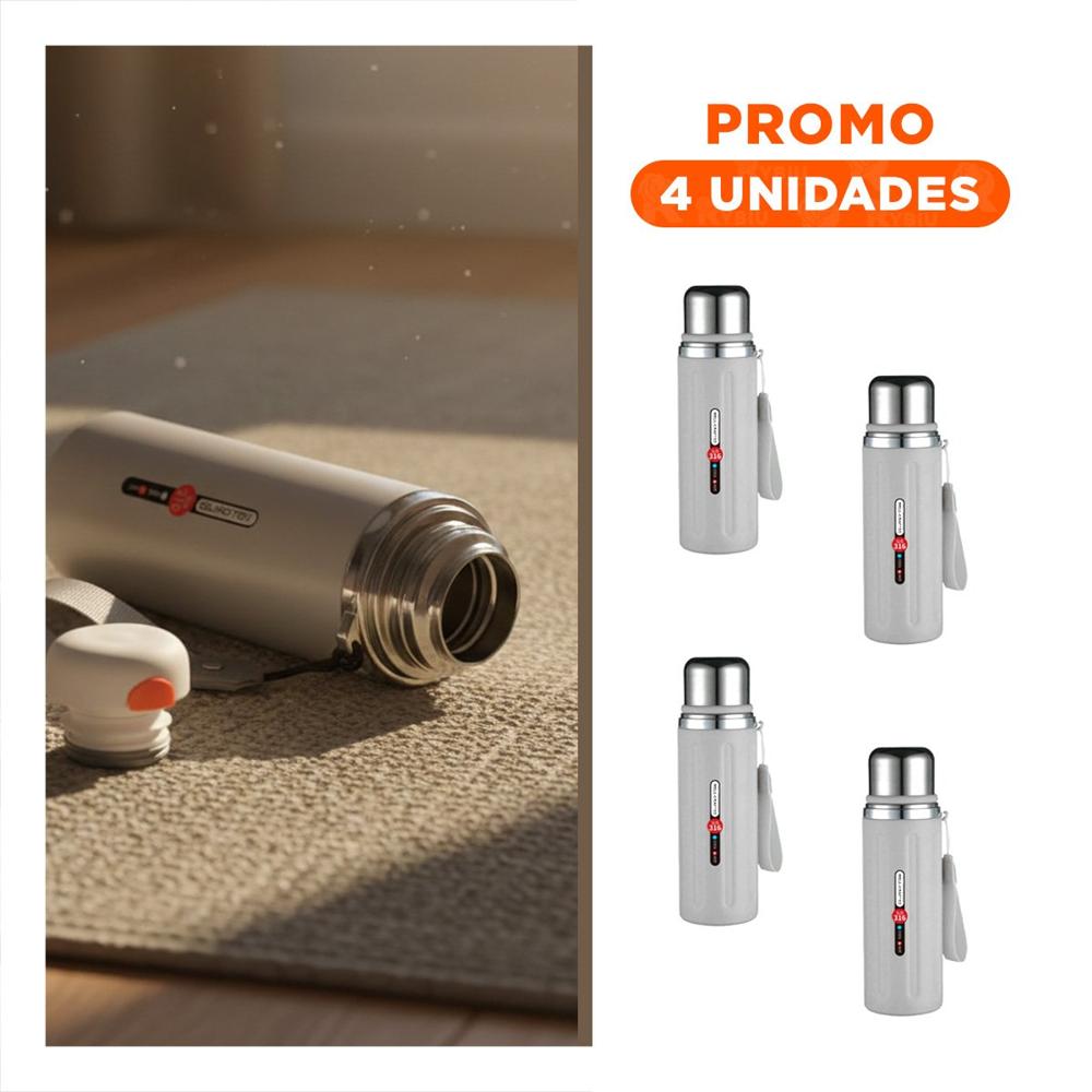 Pack4 Envase 800ml Blanco Doble Capa que Conserva Temperatura por Horas