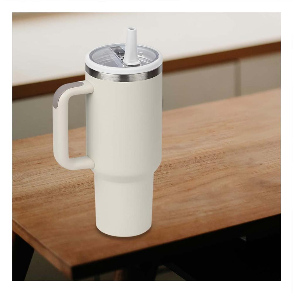 Termo 1200ML en Color Crema con Asa y Pico en ABS y Acero para Bebidas