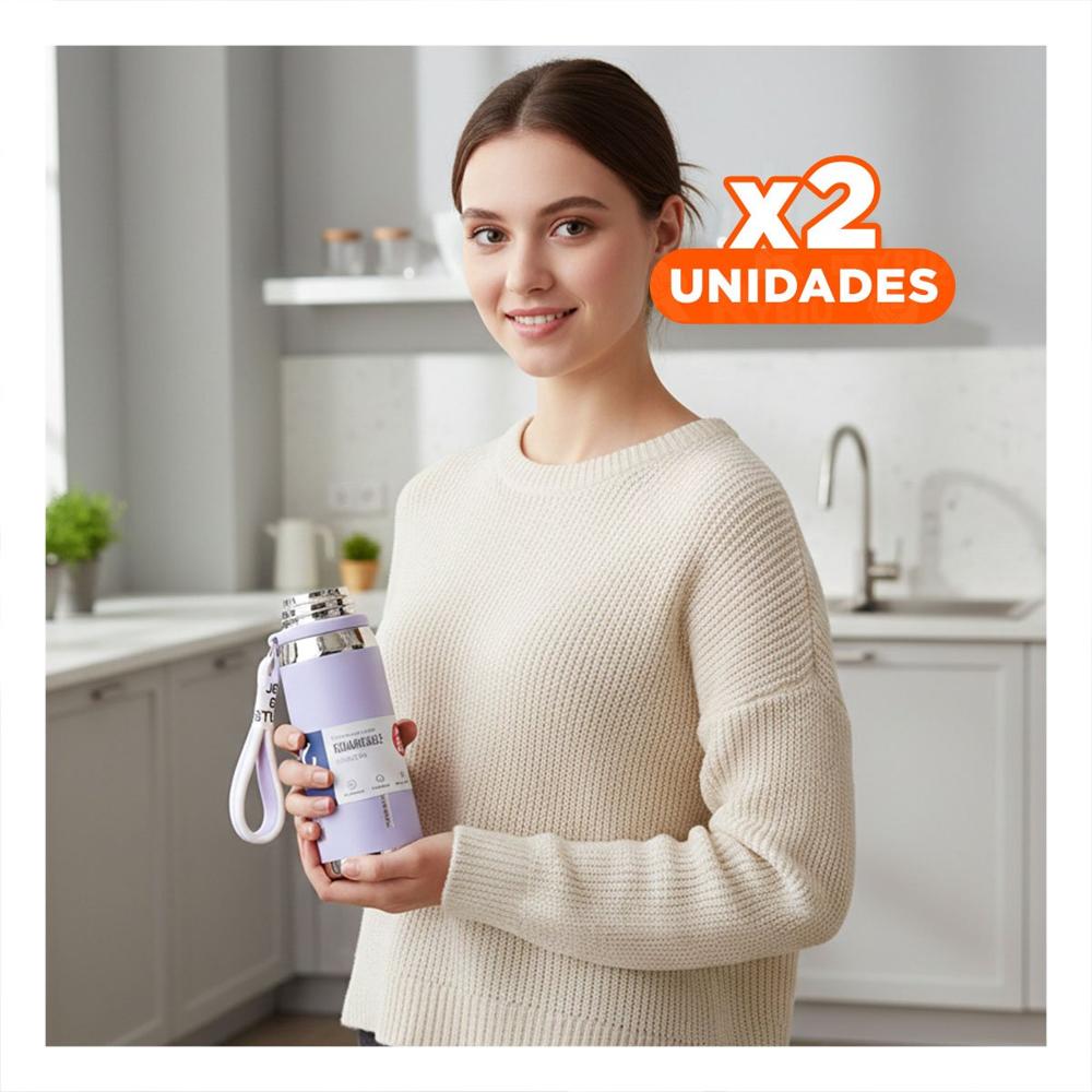 Pack2 Recipiente Térmico Lila 500ml para Oficina Hogar y Transporte de Bebidas