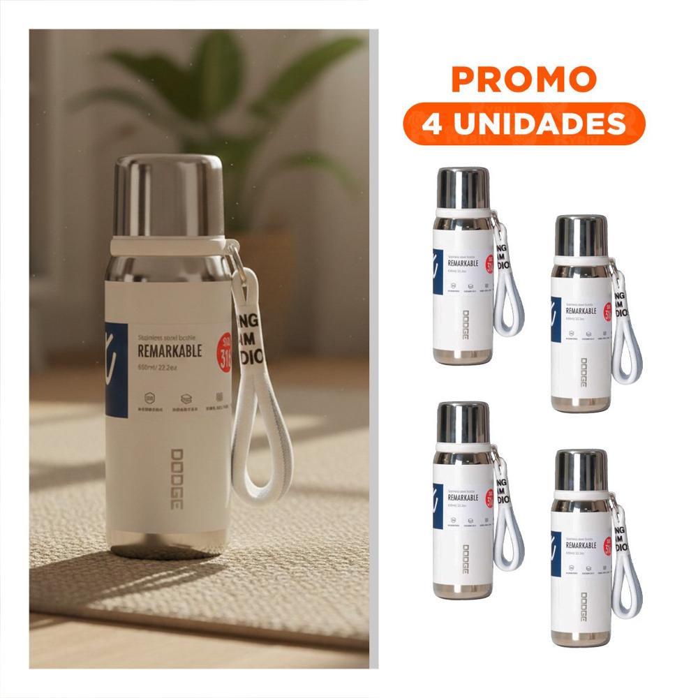Pack4 Recipiente Térmico Blanco 800ml con Tapa Segura para Bebidas Calientes