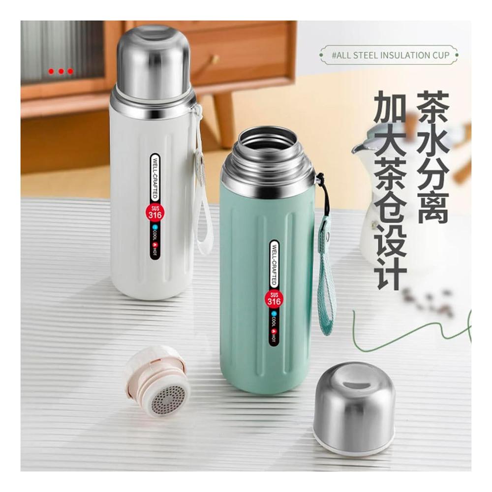 Termo 800ml Verde Agua con Tapa Hermetica y Diseño Moderno para Oficina y Hogar YPapel Regalo