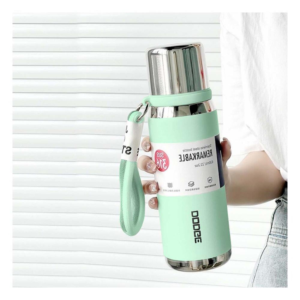 Termo Verde Agua 500ml con Tapa Hermética para Café Té y Bebidas Diarias