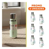 Pack6 Frasco Verde Agua 800ml con Tapa Segura para Café Té y Bebidas Calientes YRegalo Sticker