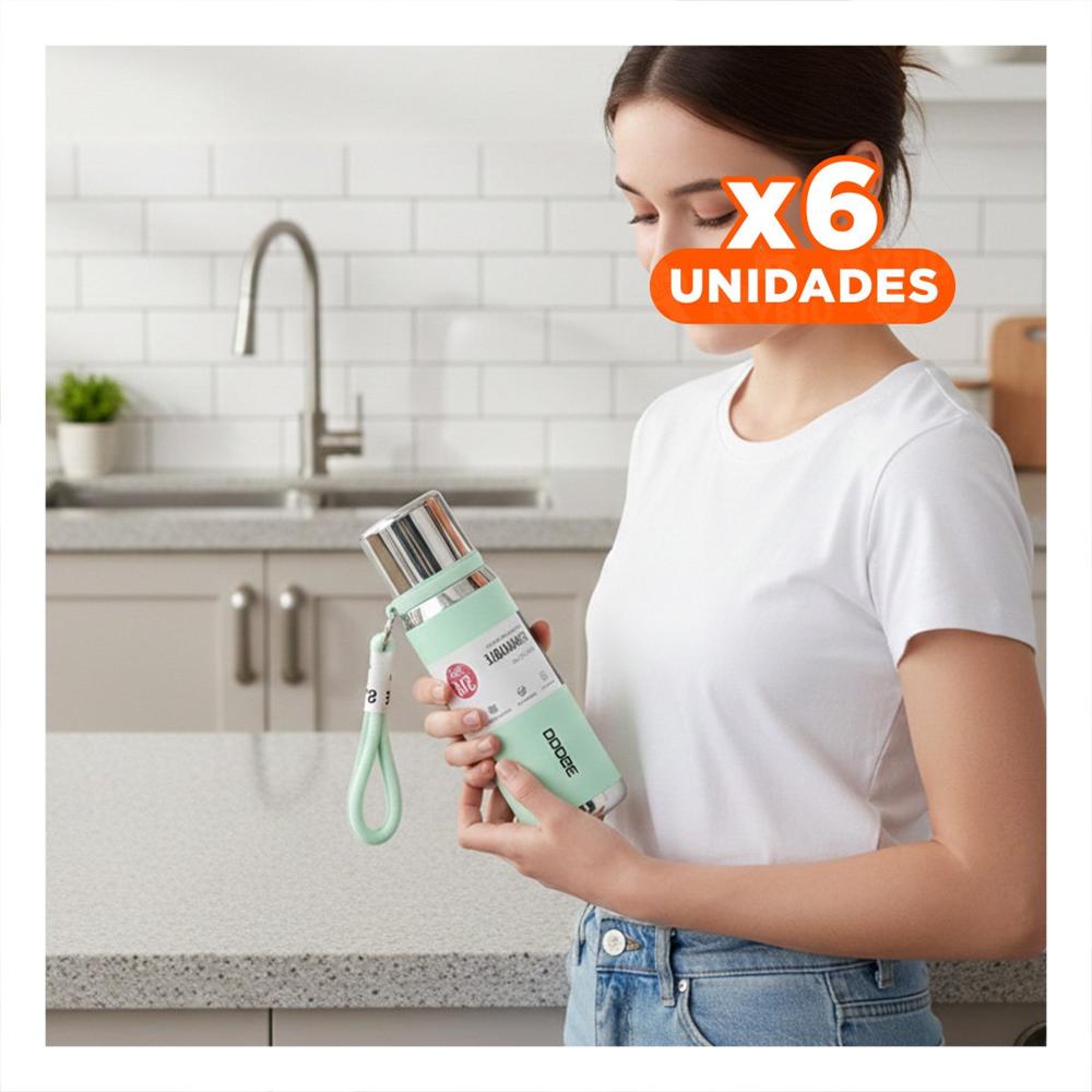 Pack6 Frasco Verde Agua 500ml para Uso Diario en Oficina Hogar y Picnic YPapel Regalo